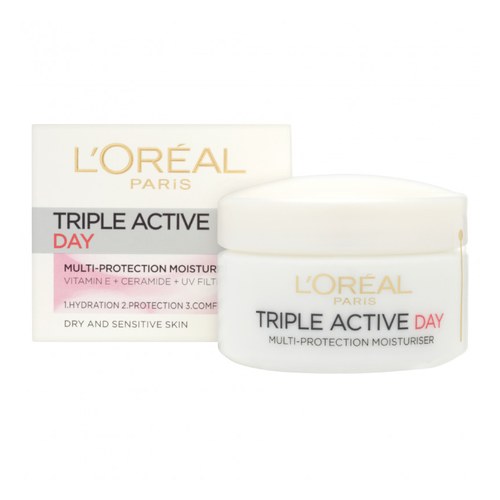 L'OREAL PARIS Skin Expert Crème de jour hydratante Triple Active peaux sèches et sensibles 50ml