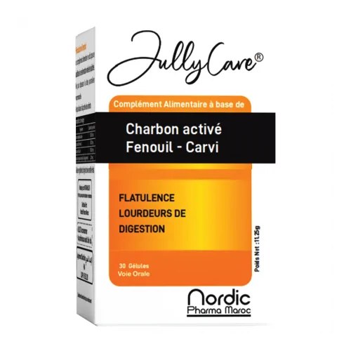 JULLYCARE Charbon activé- Fenouil - Carvi 30 Gélules
