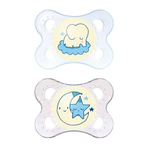 MAM SUCETTE NIGHT 0-6 MOIS SILICONE BLEU