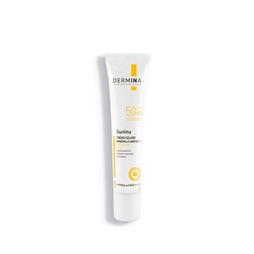 DERMINA SUNLINA Ecran Minérale Unifiante Peau Sèche Spf50 40ml