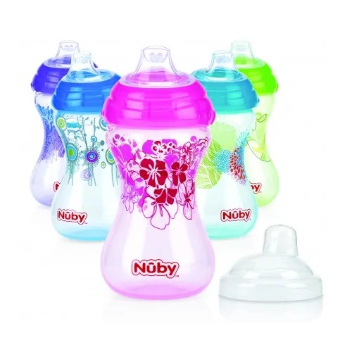 NUBY Gobelet anti-goutte Designer Series imprimé en PP à Bec en silicone souple et couverle 300ml  +6mois - ID10282