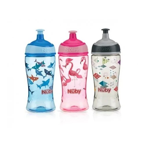 NUBY Gobelet anti-goutte sportif Pop-up imprimé en Tritan avec couverle 360ml  +18mois   - NV0414025