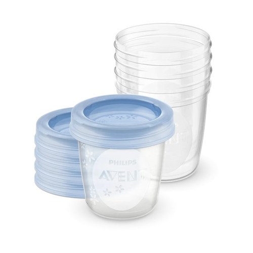 AVENT SYSTEME DE CONSERVATION DU LAIT MATERNEL VIA 10 POTS 180ML, 10 COUVERCLES ET 2 ADAPTEURS