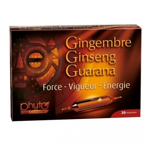 PHYTO CONSEILS GINSENG GINGEMBRE GUARANA 20AMPOULES