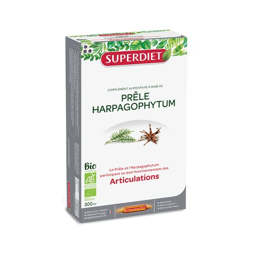 Super diet prêle harpagophytum bio 20 ampoules