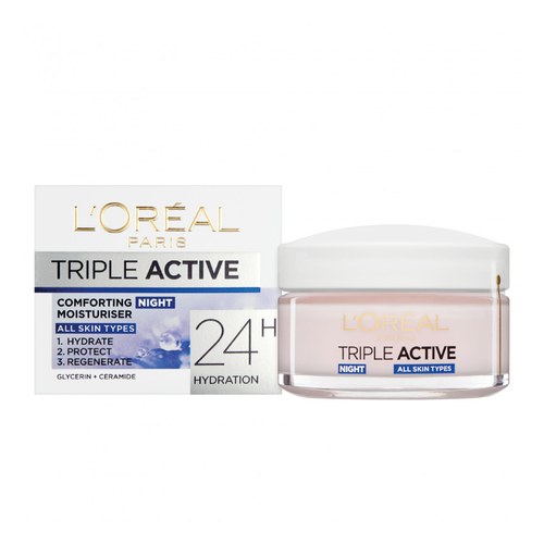 L'OREAL PARIS Skin Expert - Crème de nuit hydratante confort Triple Active tous types de peau - 50ml