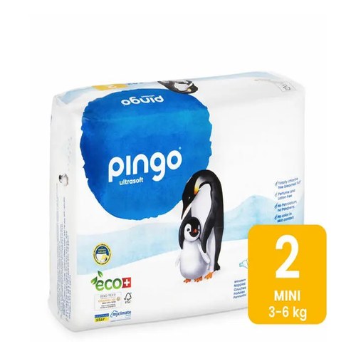 PINGO COUCHES ÉCOLOGIQUES JETABLES MINI TAILLE 2 (3-6KG) 42 COUCHES