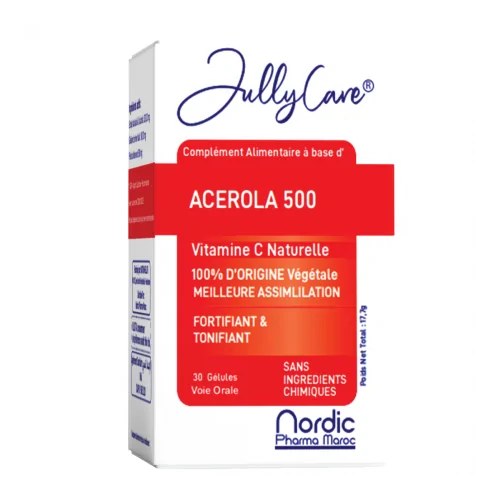 JULLYCARE ACEROLA Vitamine C Naturelle - 100% D’ORIGINE Végétale 30 GÉLULES