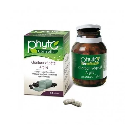 PHYTO CONSEILS ARGILE VERTE - CHARBON VEGETAL 60 GELULES Digestion - Transit