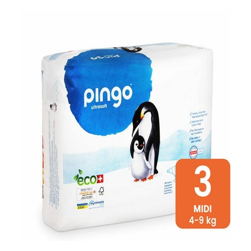 PINGO COUCHES ÉCOLOGIQUES JETABLES MIDI TAILLE 3 (4-9KG) 44 COUCHES