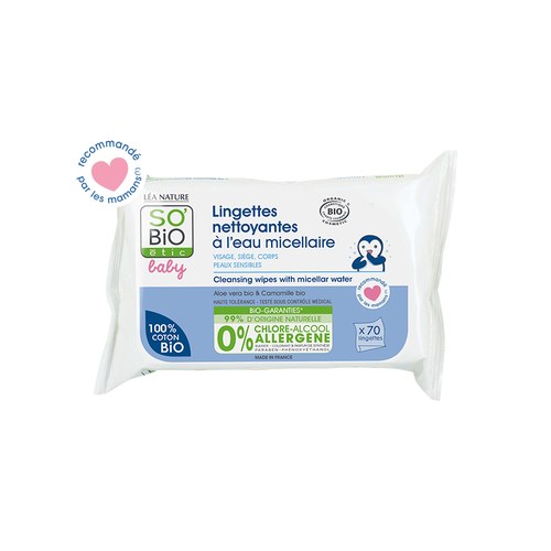 SO BIO Baby LINGETTES NETTOYANTES À L'EAU MICELLAIRE - 70