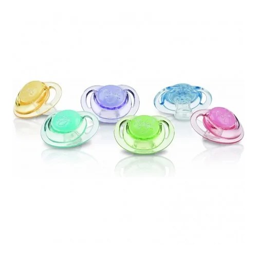 NUBY Sucette en silicone orthodontique avec picots de massage et boite de rangement en PP   0-6m+   NT67522SOSN