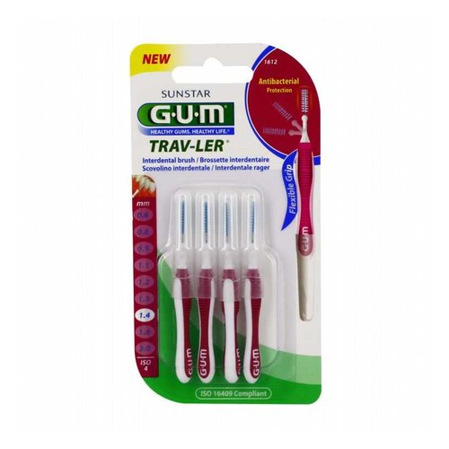 GUM TRAV-LER MANCHE PAR 4 UNITES AVEC BROSSETTE 1,4mm Fine