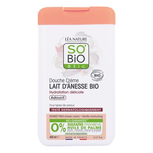 SO BIO DOUCHE CRÈME DOUCEUR ET SOIN AU LAIT D'ÂNESSE 300ML