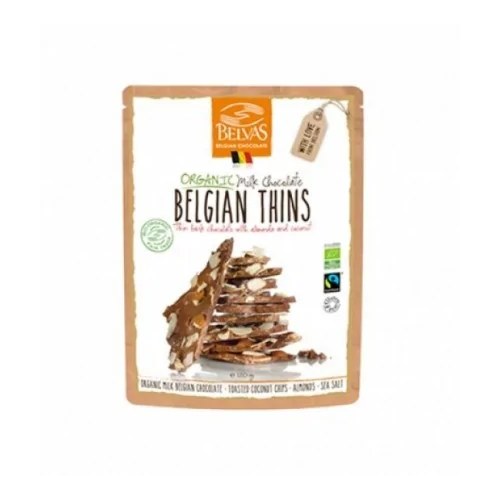 BELVAS  CHOCOLAT AU LAIT CASSES 120 G (chips de coco toastés, amandes et sel de mer)
