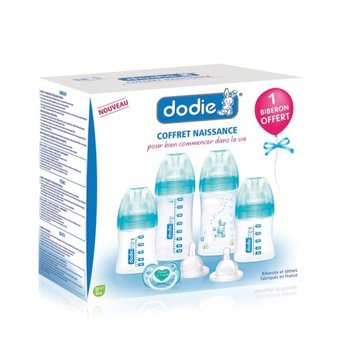 COFFRET BIBERONS NAISSANCE ( 2 biberons x 150ml + 2 biberons x 270ml + 2 tétines + 1 sucette)