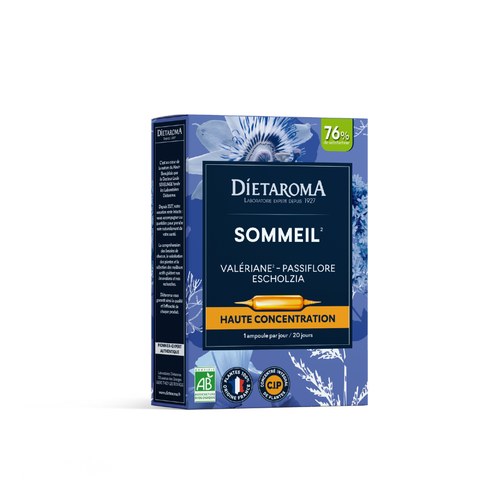 Dietaroma SOMMEIL BIO (Valériane, Passiflore, Coquilicot, Escholtzia) 20 Ampoules