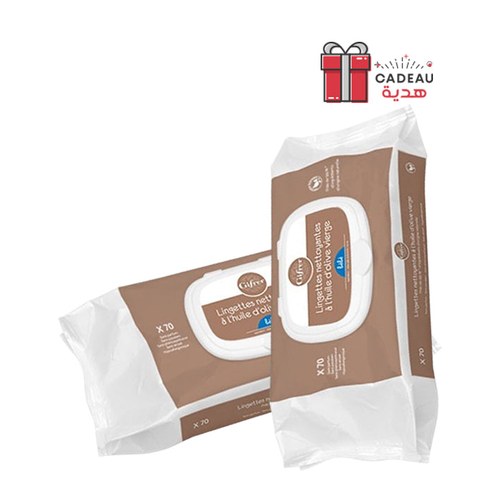 GIFRER Lingettes nettoyantes à l'huile d'olive - 70 lingettes