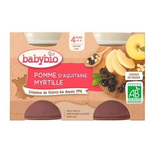 BABYBIO Petits Pots Pomme/Myrtille Bio 2x130g