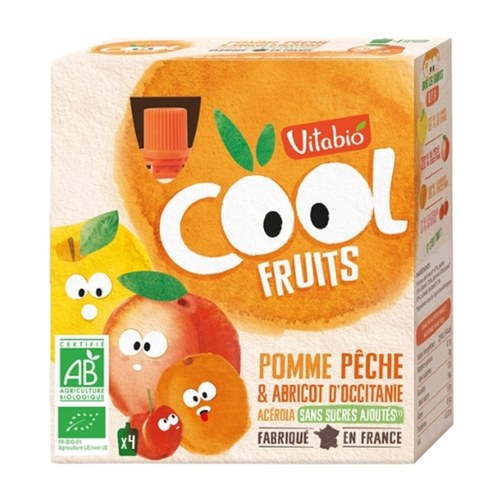 VITABIO POMME PECHE ABRICOT ACEROLA 4 X 90 G